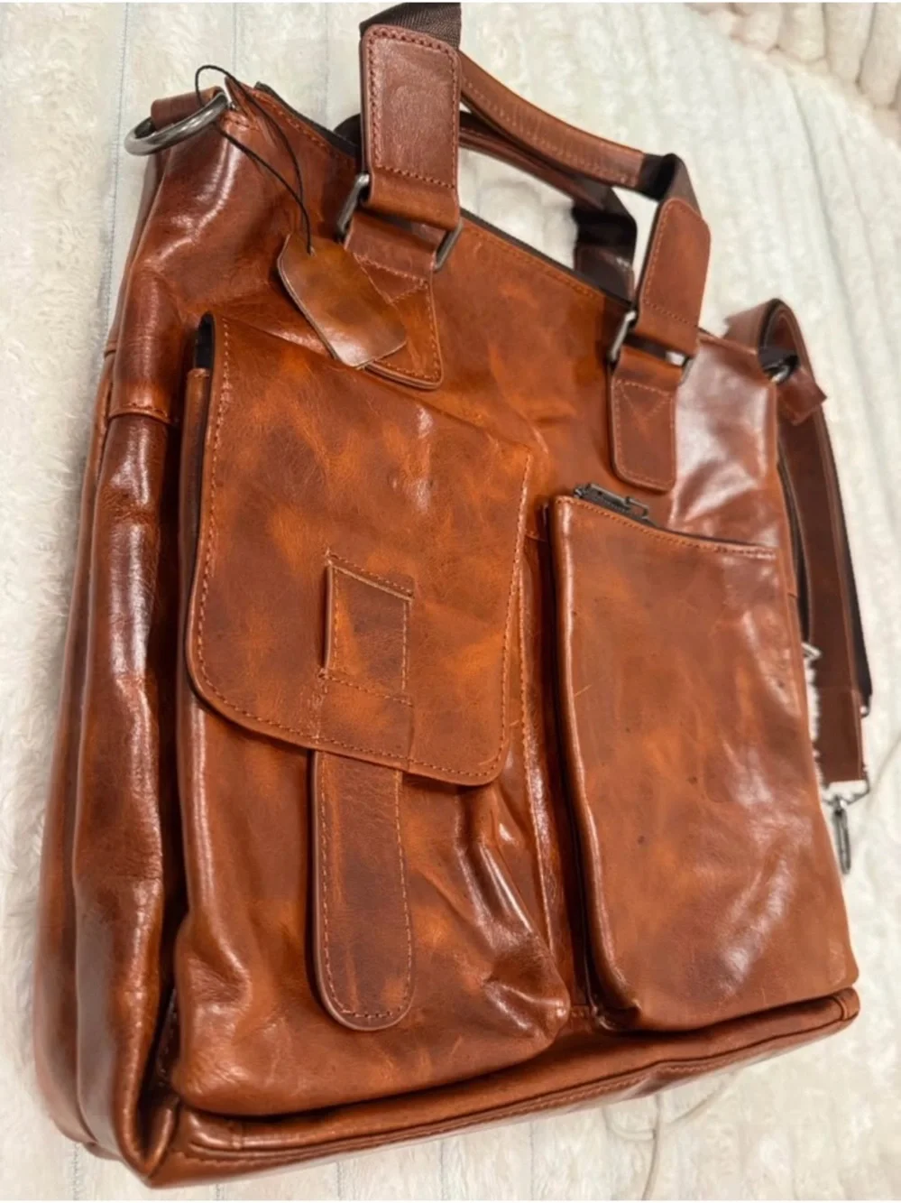 Brown Leather Messenger Bag for Men